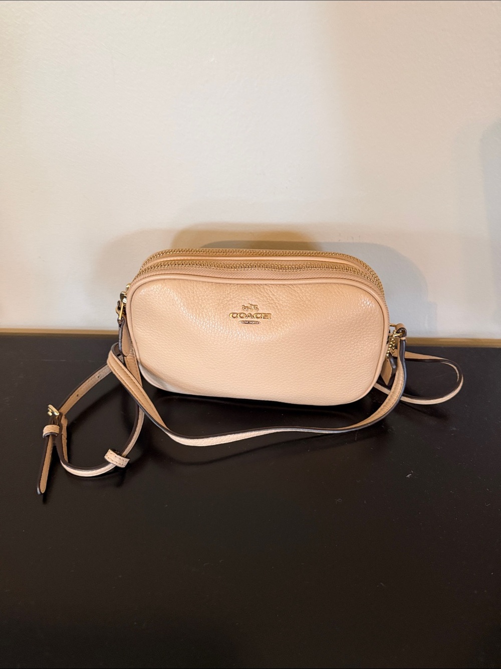 COACH Pebbled Leather Crossbody in Light Blush